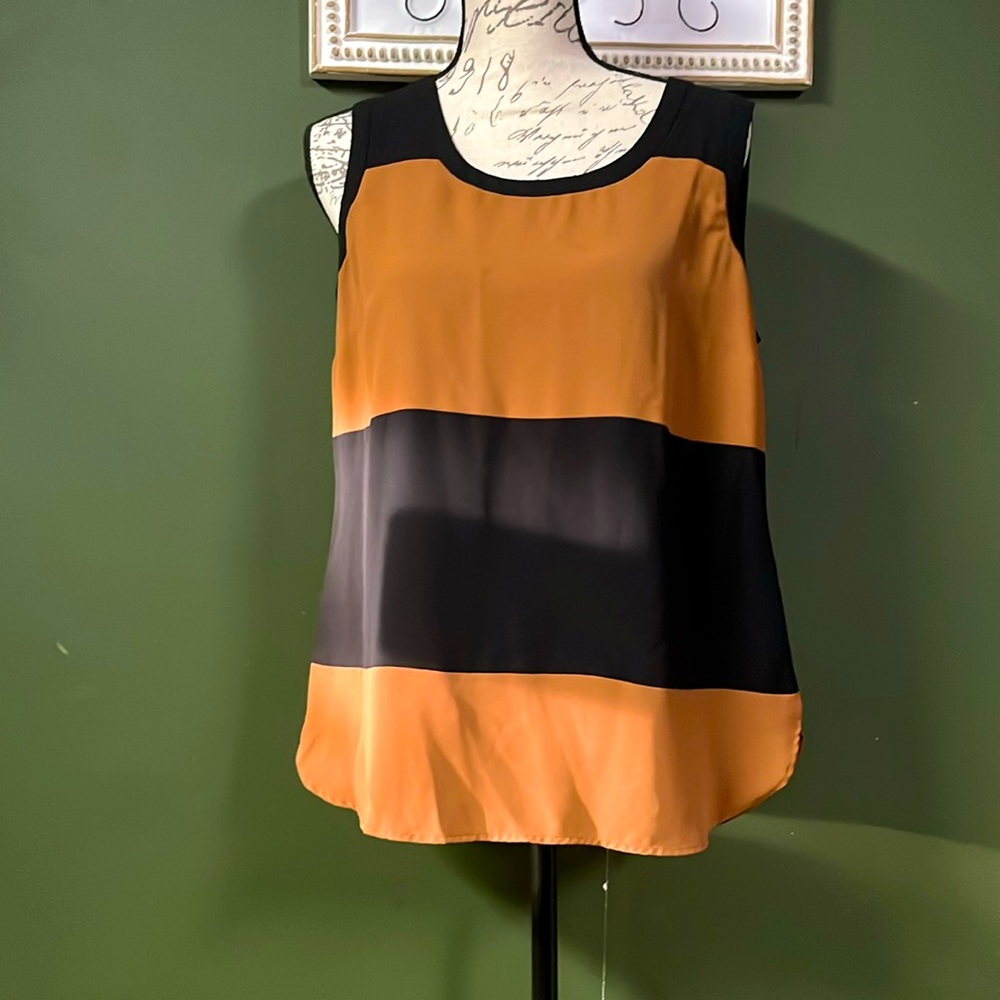 Medium Brown/black tank blouse